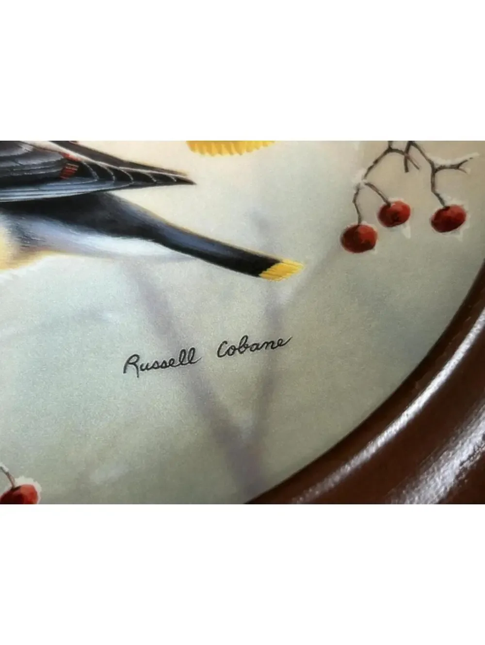 Russell Cobane Decorative Bird Plate with Wooden Frame